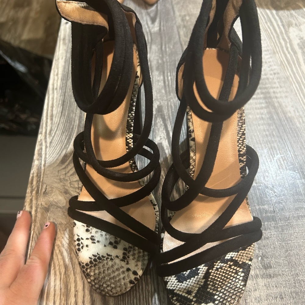 Black and Tan Strappy Women's Heels